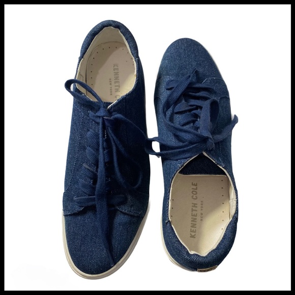 KENNETH COLE NY KAM DENIM W/Gold on Heels Sz 6.5 - Picture 3 of 10